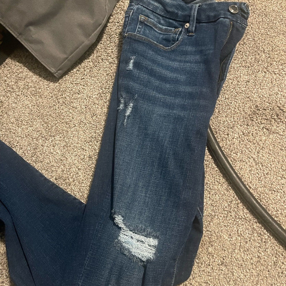 Good American Dark Blue Distressed Skinny Jeans